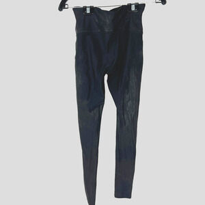 Spanx Womens Medium Black Faux Leather Elastic Waist High Rise Leggings